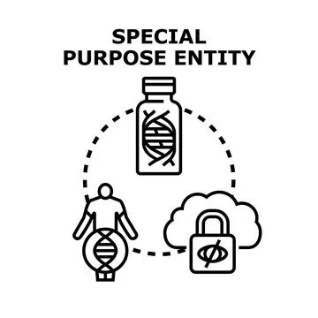 Special purpose entity illustrating structured finance and genetic data contr Stock Illustration