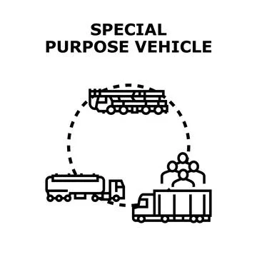 Special purpose vehicle types and specialized transport concept Stock Illustration