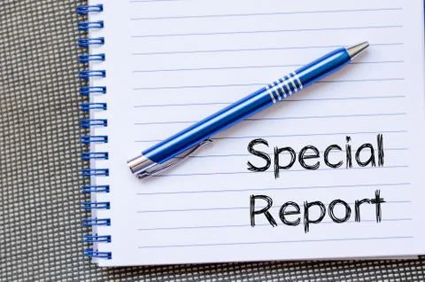 Special report concept on notebook Stock Photos
