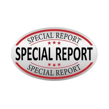 Special Report web paper label. Text tag on a white background. Stock Illustration