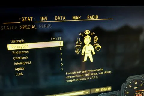 SPECIAL screen from fallout 4 Stock Photos