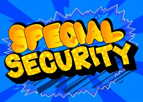 Special Security. Comic book word text on abstract comics background. Retro p Stock Illustration