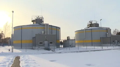 Special sludge digesters and storage and dry equipment machines. Stock Footage 109636941