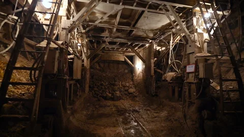 A special structure underground for workers. Subway line in the tunnel. Stock Footage 93802243