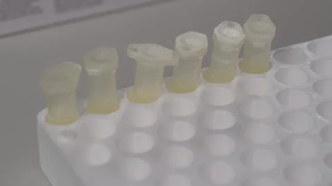 A special test tube stand, close-up. Stock-Footage 334701489