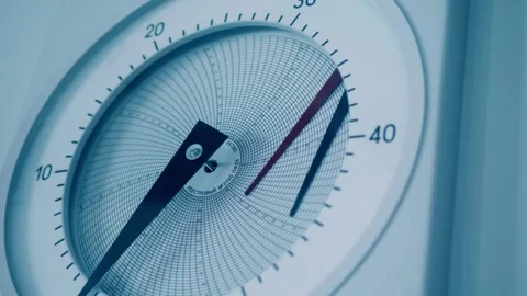 A special three-arrows data acquisition gauge at a nuclear power plant Stock Footage 323851193