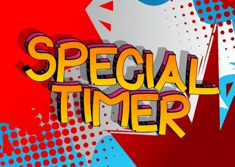 Special Timer Comic book style cartoon words on abstract comics background. Stock Illustration