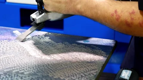 A special tool for cleaning metal with a chisel Stock Footage 246437908