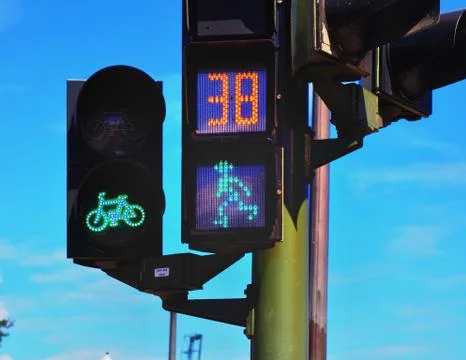 Special traffic light system with running male Stock Photos