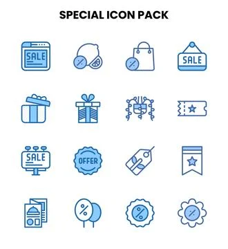 Special Two Colour Design Icons Pack Stock Illustration