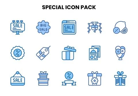 Special Two Colour Scalable Icons Pack Stock Illustration