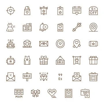 Special Vector Icon Toolkit featuring 35 PIXEL Perfect 128x128 Regular Line.. Stock Illustration