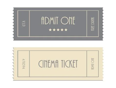 Special vector ticket template, admit one, cinema ticket Stock Illustration