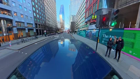Special View of Urban Drive Through Streets of Central London City Stock Footage 330070891