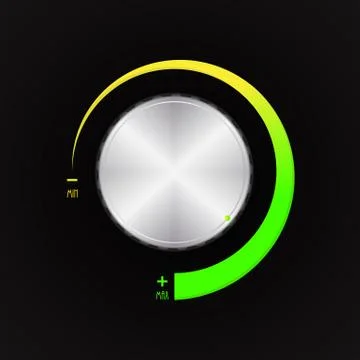 Special volume control button, silver radio player volume knob Stock Illustration