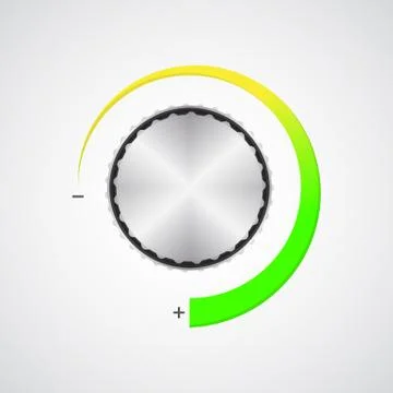 Special volume control button, silver radio player volume knob Stock Illustration