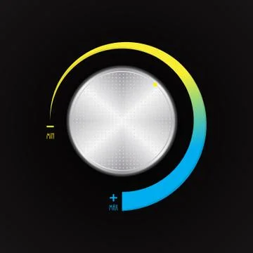 Special volume control button, silver radio player volume knob Stock Illustration