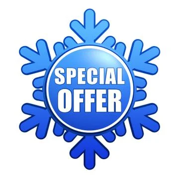 Special winter offer snowflake label Stock Illustration
