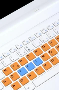 Special yes no computer keyboard as decision making concept. Stock Photos