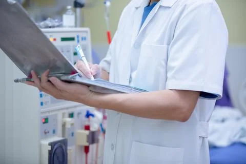 The specialist are doing continuous renal replacement therapy equipment and i Stock Photos