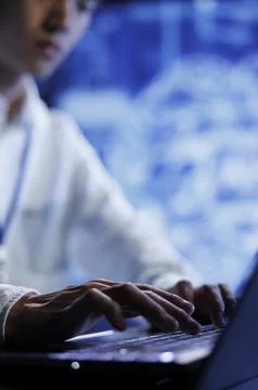 Specialist doing AI simulation Foto stock