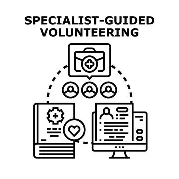 Specialist guided volunteering program supporting community care Stock Illustration