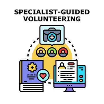 Specialist guided volunteering program supporting community care Stock Illustration