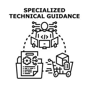 Specialist providing technical guidance for project development and e commerc Illustrazione stock