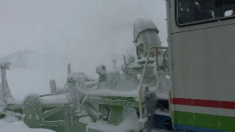 Specialist Snow Clearing Train Plows Through Deep Snowdrifts Stock Footage 72140395