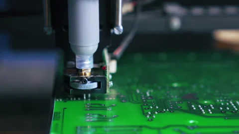 Specialistic machine used during surface-mount technology montage - SMD. Stages Stock Footage 219653029