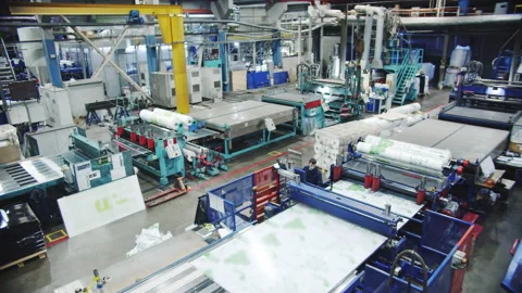 Specialists control operation of equipment in workshop Stock Footage 238531627