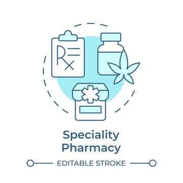 Speciality pharmacy soft blue concept icon Stock Illustration