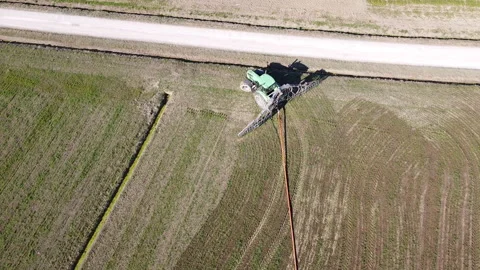 Specialized agricultural machine for the distribution of slurry on the ground Video stock 149870322