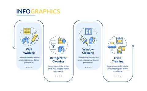 Specialized cleaning service rectangle infographic vector Illustrazione stock
