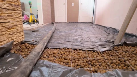 Specialized Drainage Networks Crafted Using Expanded Clay And Gravel Materials Stock Footage 329107248