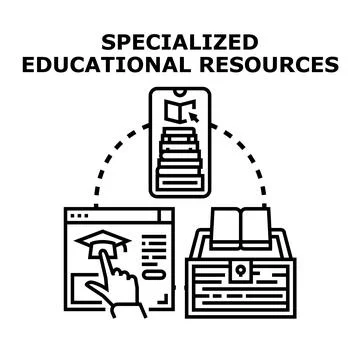 Specialized educational resources accessing online learning systems Stockillustratie