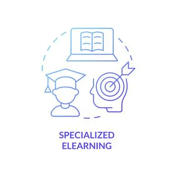 Specialized elearning blue gradient concept icon Stock Illustration