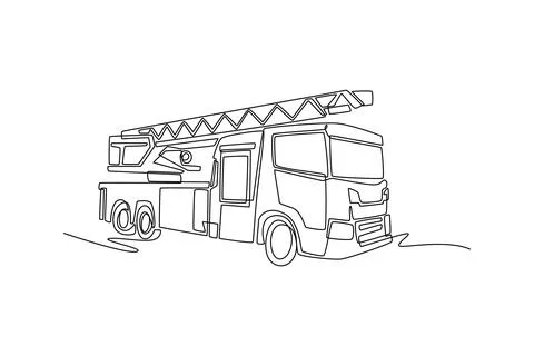 Specialized fire engine with extendable aerial ladder Stock Illustration