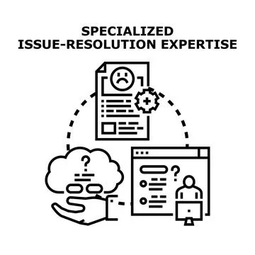 Specialized issue resolution expertise and problem solving Stock Illustration