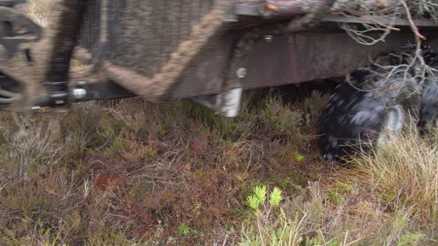 Specialized light forest machinery for work in swampy conditions. Quad bike. Stock Footage 260649542