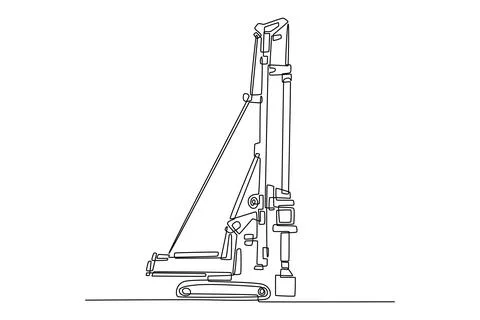 Specialized piling rig used for deep foundation work. Vertical power Stock Illustration