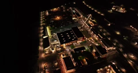Specialized Refinery Buildings During The Night Connected By Pipes And Bridges Stock-Footage 300477271