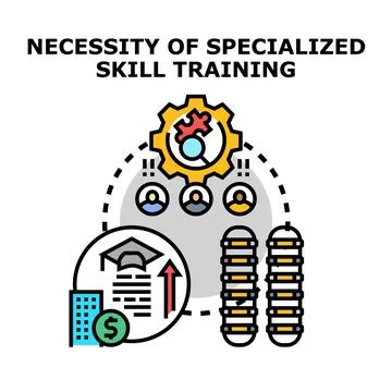 Specialized skill training for professional development achieving growth Stock Illustration