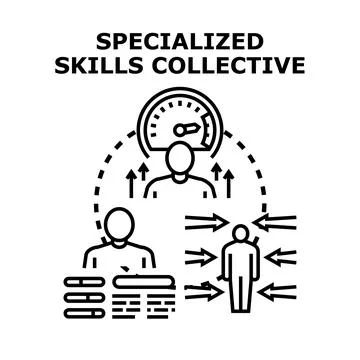 Specialized skills collective developing teamwork expertise Stock Illustration