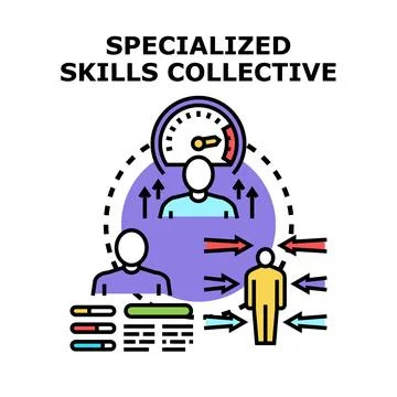 Specialized skills collective developing teamwork expertise Stock Illustration