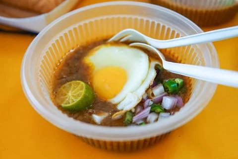 Specially made toasted bread with bean sauce served with egg, popular in Stat Stock Photos