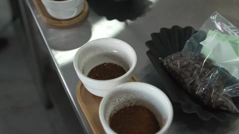 Specialty Coffee Cupping Process at Farm in Honduras, Professional Taster Stock Footage 337554489