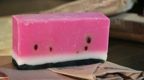 Specialty watermelon soap 1 Stock Footage 38036666