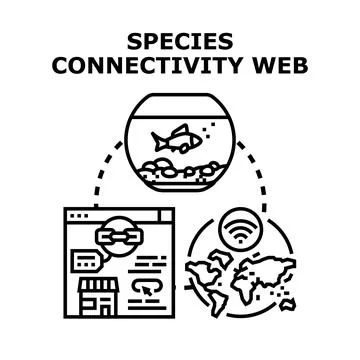 Species connectivity web linking global ecosystems and data Stock Illustration