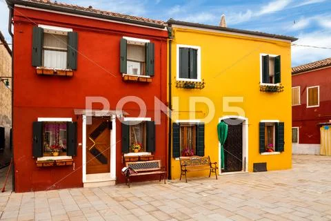 Specific architecture in vibrant colors - burano Stock Photos